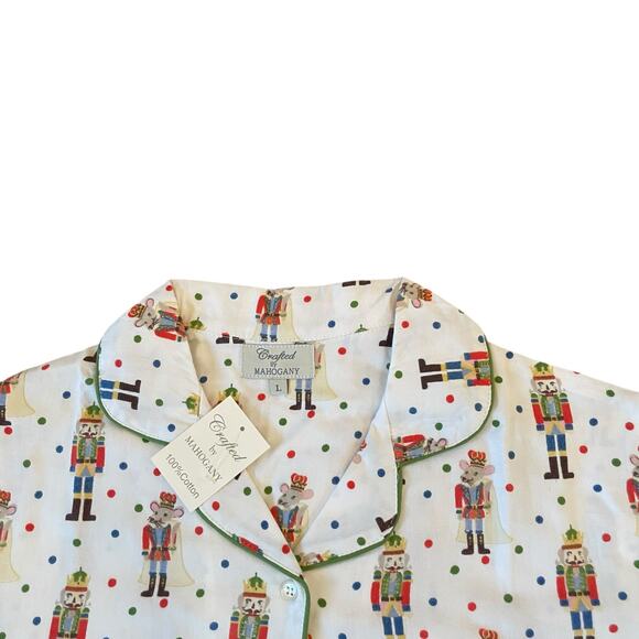 Mahogany Christmas NUTCRACKER Pajama Set 100% Cotton Flannel Women's L New - Picture 10 of 16